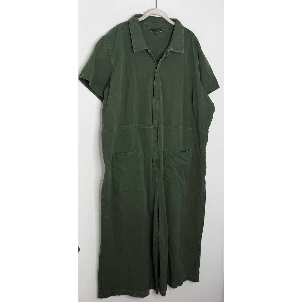 Universal Standard Kate Stretch Cotton Cargo Button Jumpsuit Green Size XL - Picture 2 of 8